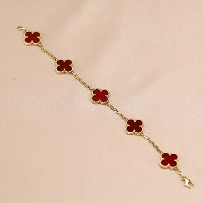 [Riva Jewelry ] CLOVER 5 MOTIF RED CORNELIAN BRACELET COLLECTION