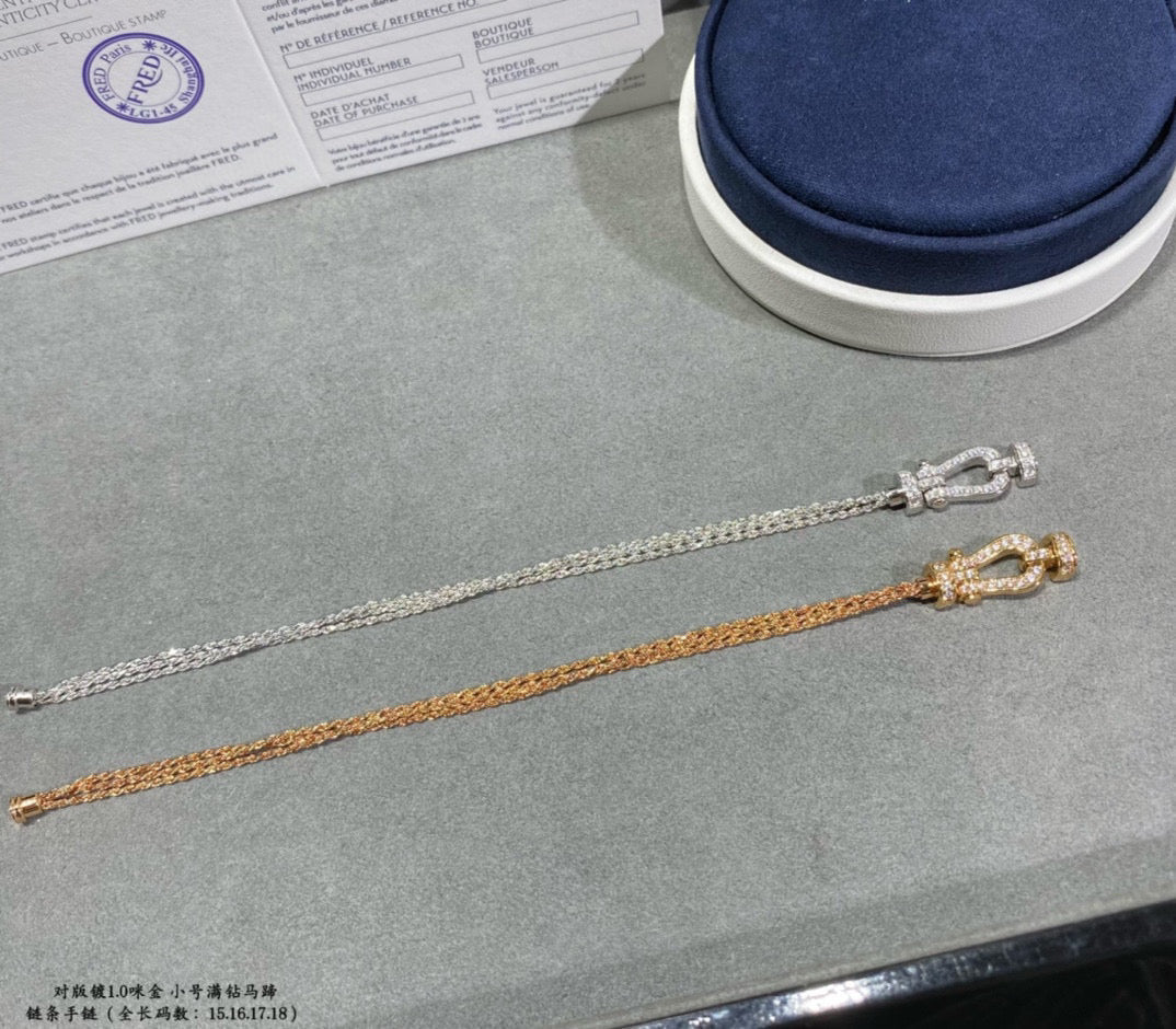 [Riva Jewelry ]FORCE SMALL HORSESHOE  DIAMOND CHAIN ROPE BRACELET