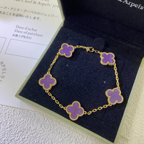 [Riva Jewelry ]CLOVER  5 MOTIFS  PURPLE VIOLET BRACELET