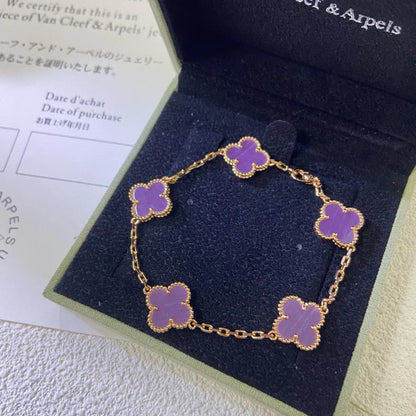 [Riva Jewelry ] CLOVER 5 MOTIF VIOLET BRACELET COLLECTION