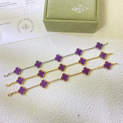 [Riva Jewelry ]CLOVER  5 MOTIFS  PURPLE VIOLET BRACELET