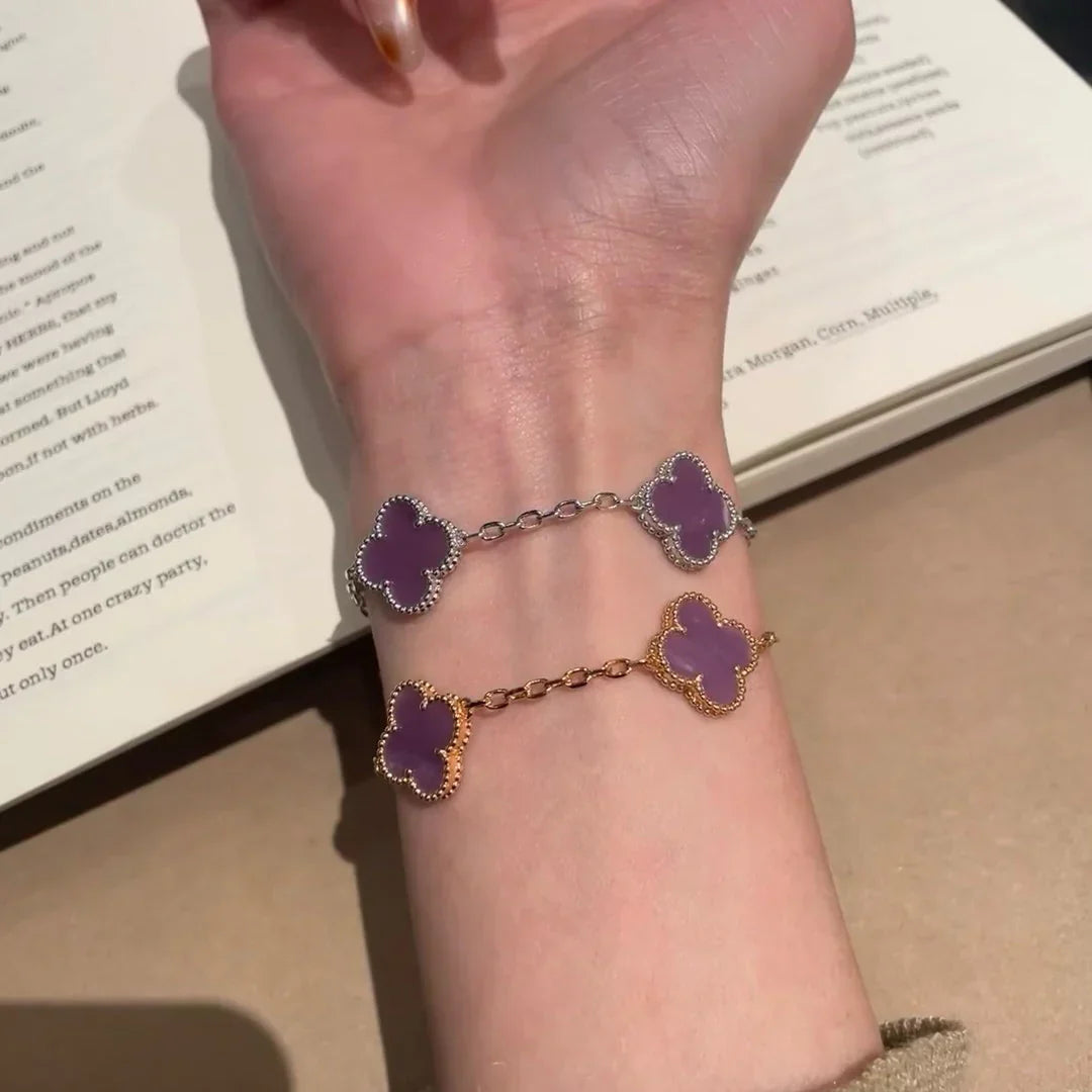 [Riva Jewelry]LUCKY CLOVER 5-MOTIF BRACELET - VIOLET COLLECTION