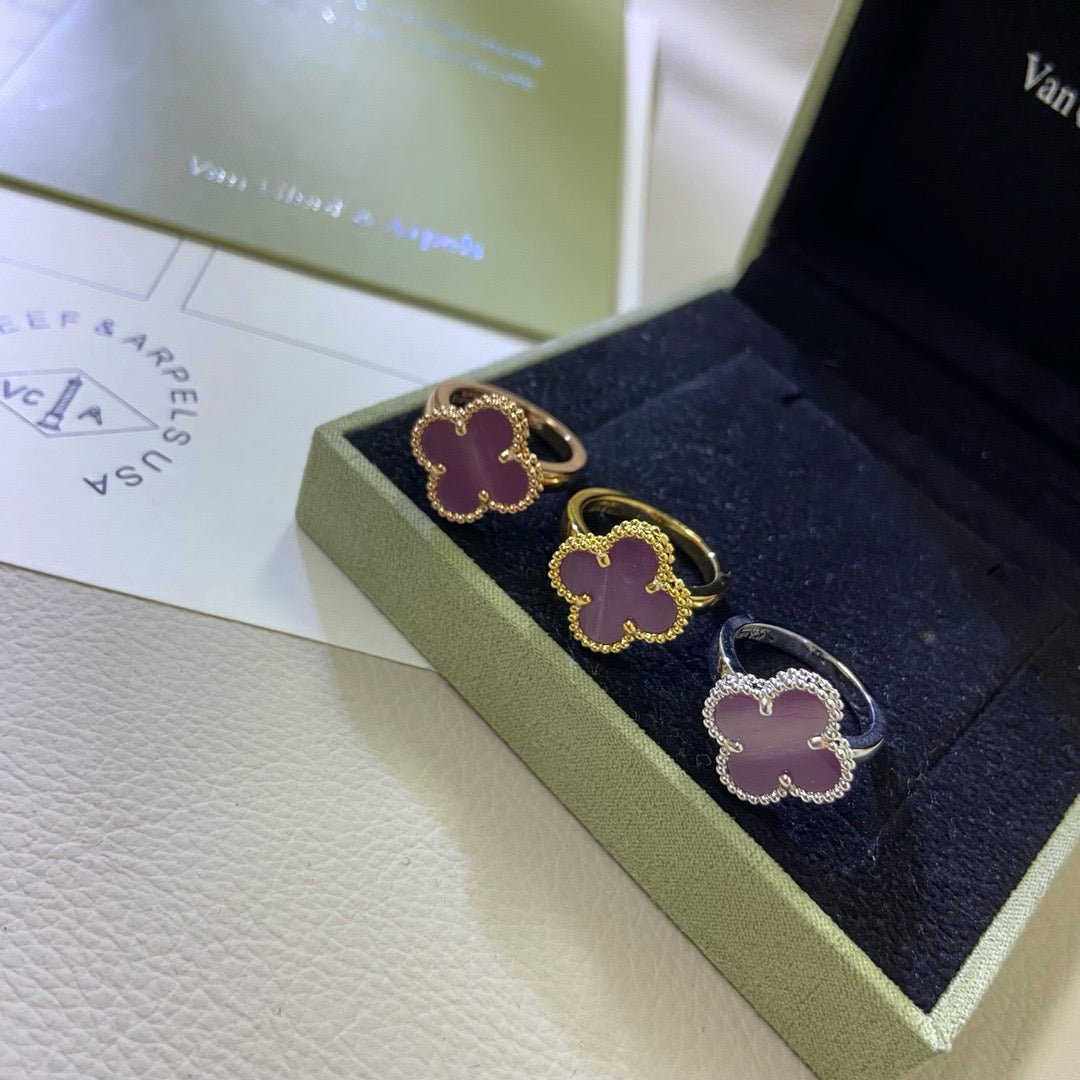 [Riva Jewelry ]CLOVER  PURPLE VIOLET RING