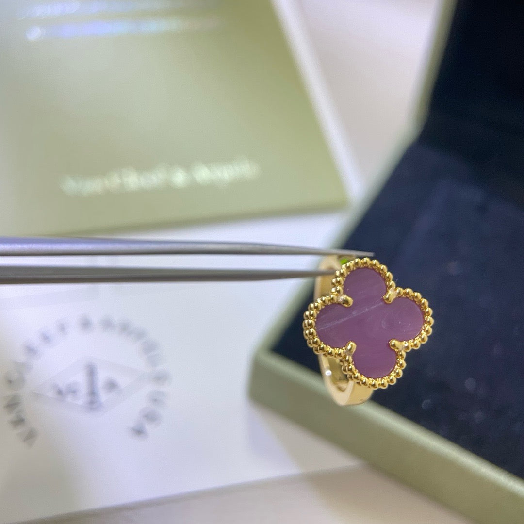 [Riva Jewelry ]CLOVER  PURPLE VIOLET RING