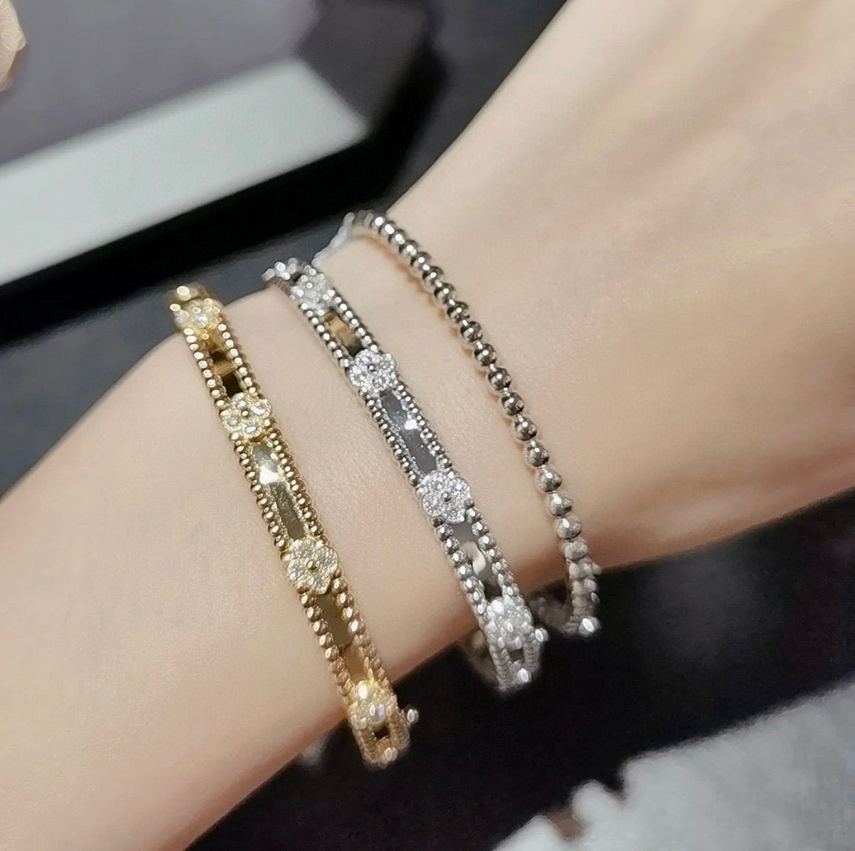 [Riva Jewelry ]CLOVER BRACELET 4MM DIAMONDS