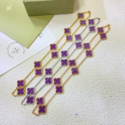 [Riva Jewelry ]CLOVER 10 MOTIFS  PURPLE VIOLET  NECKLACE