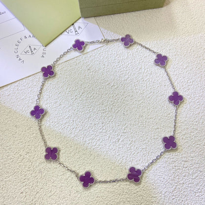 [Riva Jewelry ]CLOVER 10 MOTIFS  PURPLE VIOLET  NECKLACE