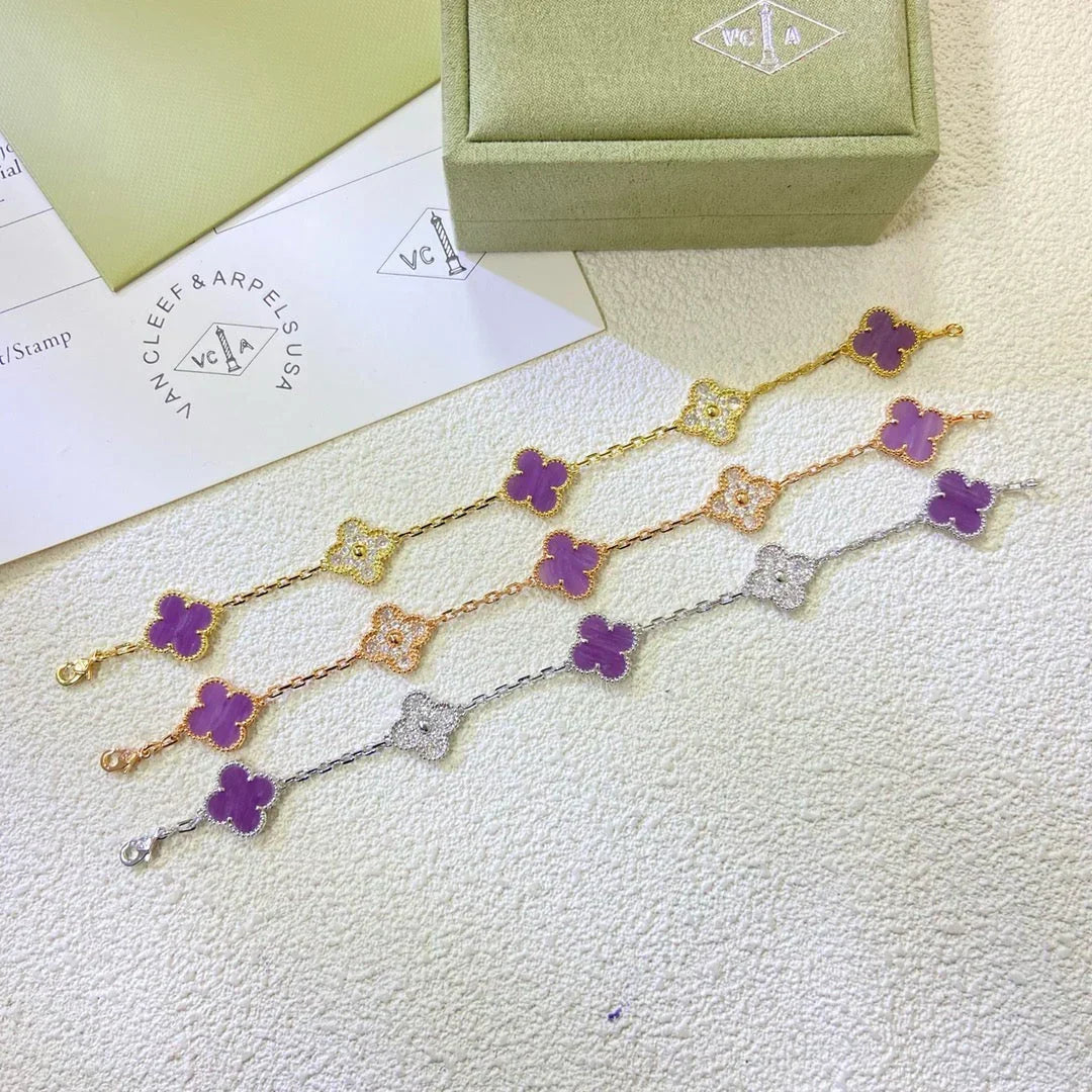 [Riva Jewelry ] CLOVER 5 MOTIF VIOLET BRACELET COLLECTION