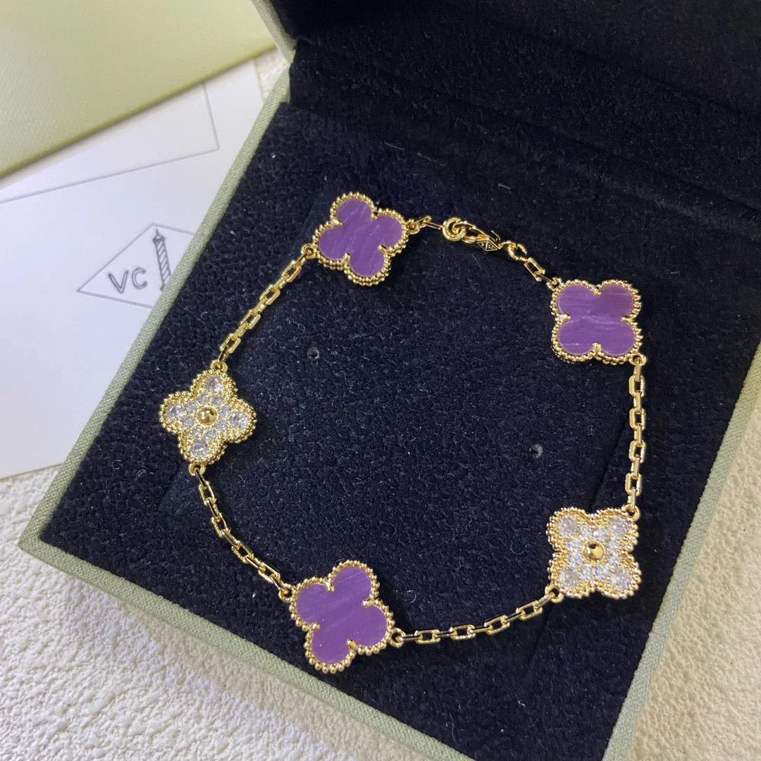 [Riva Jewelry ] CLOVER 5 MOTIF VIOLET BRACELET COLLECTION