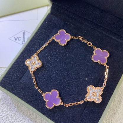[Riva Jewelry ] CLOVER 5 MOTIF VIOLET BRACELET COLLECTION