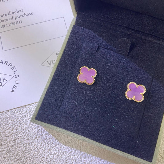 [Riva Jewelry ]CLOVER MINI 9.5MM  PURPLE VIOLET EARRINGS