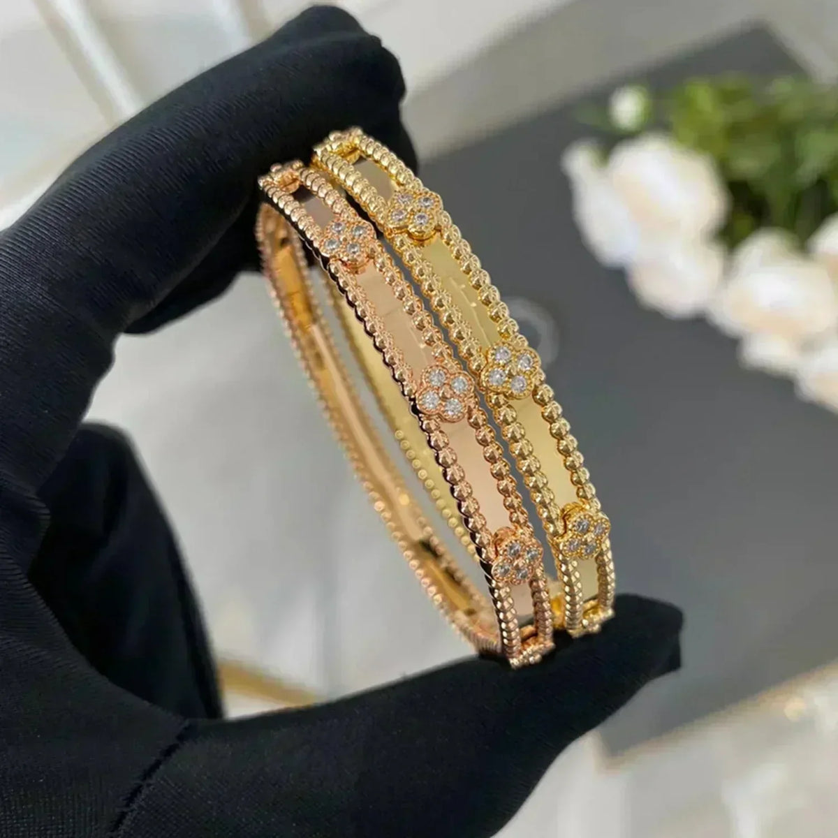 [Riva Jewelry ]CLOVER BRACELET 4MM DIAMONDS