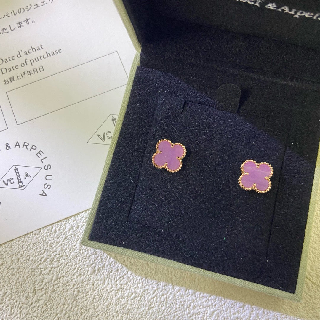 [Riva Jewelry ]CLOVER MINI 9.5MM  PURPLE VIOLET EARRINGS