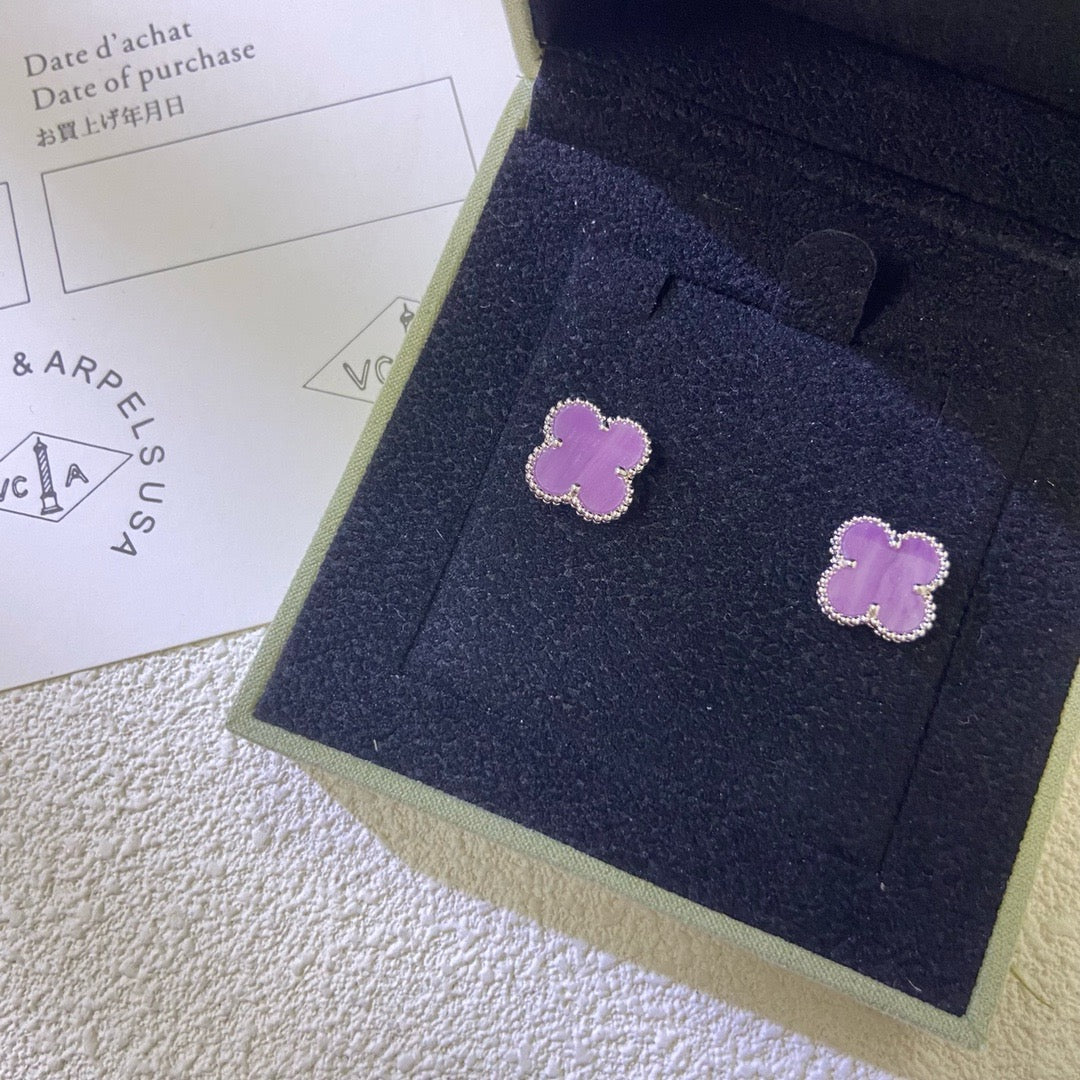 [Riva Jewelry ]CLOVER MINI 9.5MM  PURPLE VIOLET EARRINGS
