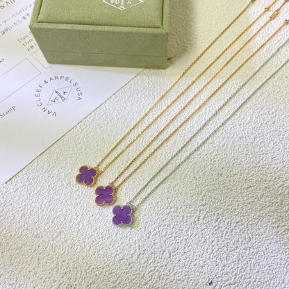 [Riva Jewelry ]CLOVER 15MM  PURPLE VIOLET NECKLACE