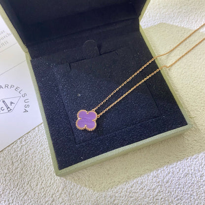 [Riva Jewelry ]CLOVER 15MM  PURPLE VIOLET NECKLACE