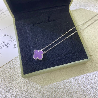 [Riva Jewelry ]CLOVER 15MM  PURPLE VIOLET NECKLACE