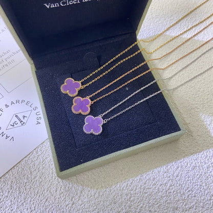 [Riva Jewelry ]CLOVER 15MM  PURPLE VIOLET NECKLACE