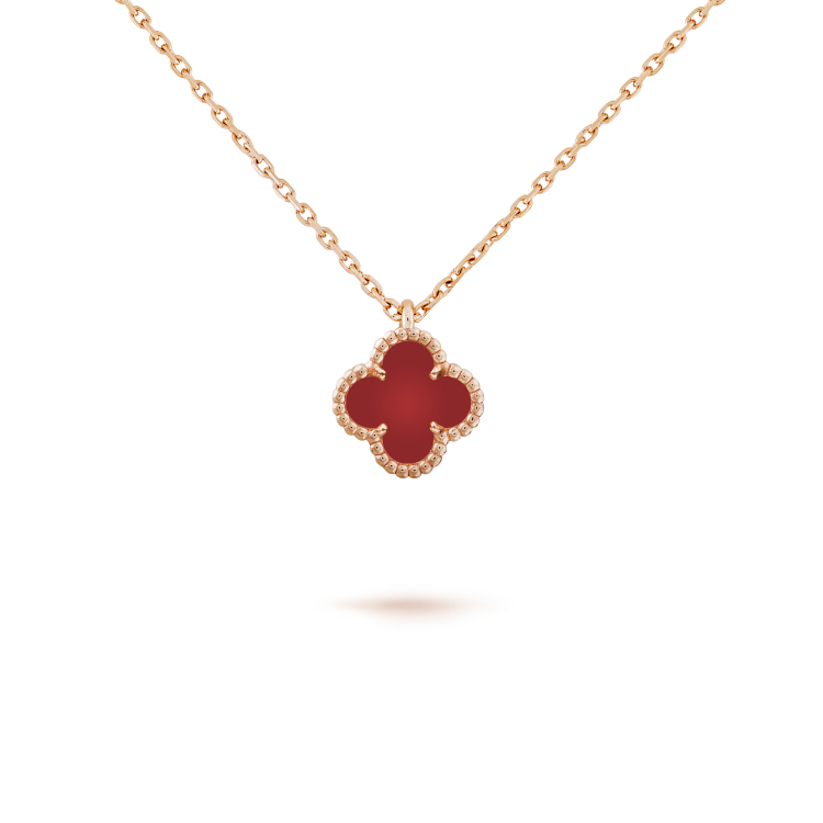 [Riva Jewelry ]CLOVER MINI 9.5MM WHITE CARNELIANS NECKLACE