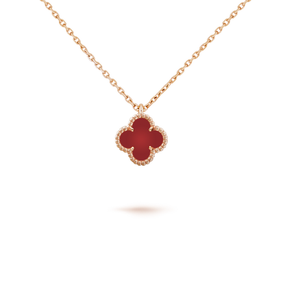 [Riva Jewelry ]CLOVER MINI 9.5MM WHITE CARNELIANS NECKLACE