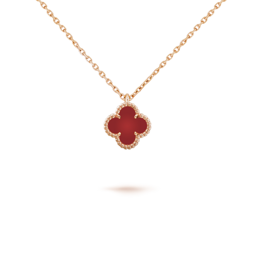 [Riva Jewelry ]CLOVER MINI 9.5MM WHITE CARNELIANS NECKLACE