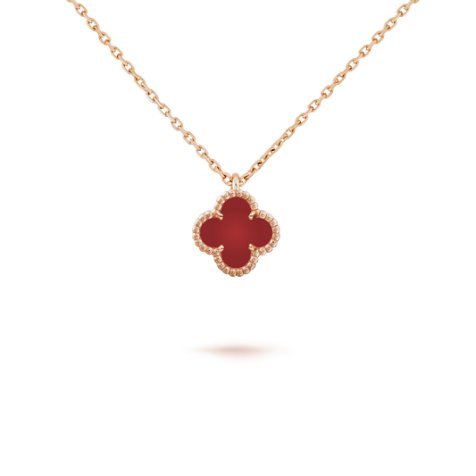 [Riva Jewelry ]CLOVER MINI 9.5MM WHITE CARNELIANS NECKLACE