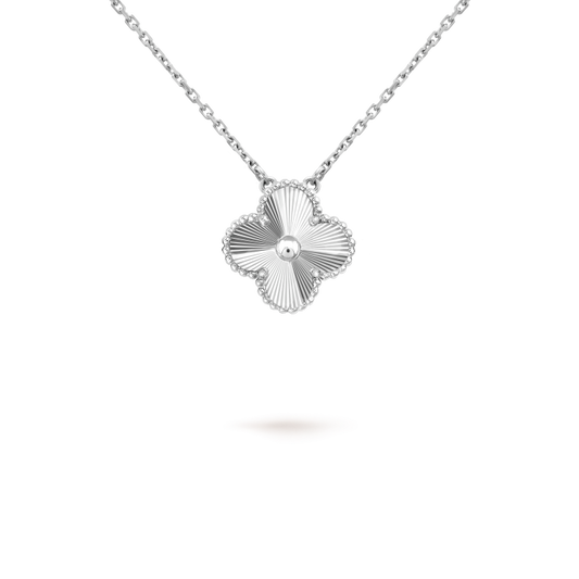 [Riva Jewelry]15MM KLEEBLATT ANHÄNGER HALSKETTE WEISSGOLD KOLLEKTION