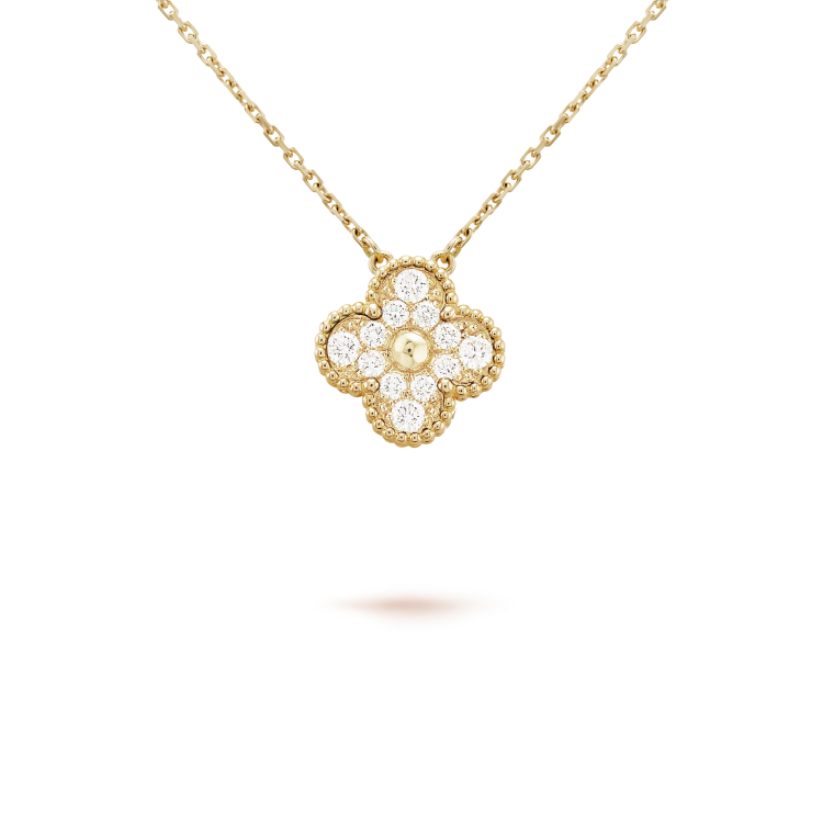 [Riva Jewelry ]CLOVER 15MM DIAMOND SINGLE FLOWER NECKLACE