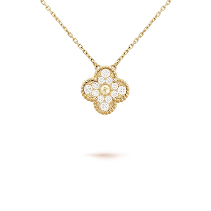 [Riva Jewelry ]CLOVER 15MM DIAMOND SINGLE FLOWER NECKLACE