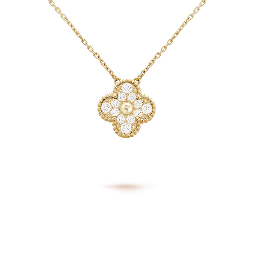 [Riva Jewelry ]CLOVER 15MM DIAMOND SINGLE FLOWER NECKLACE