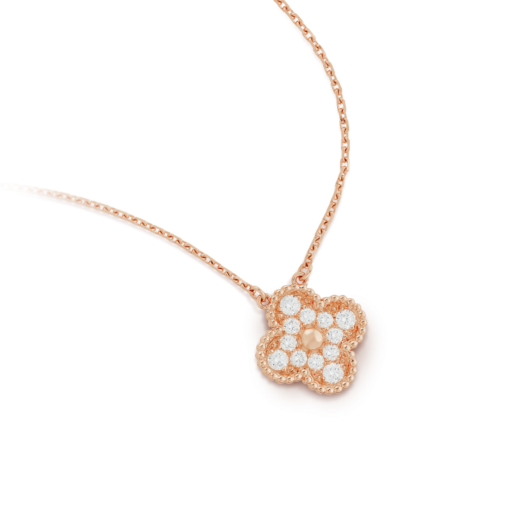 [Riva Jewelry ]CLOVER 15MM DIAMOND SINGLE FLOWER NECKLACE