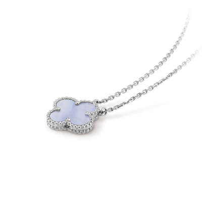 [Riva Jewelry ]CLOVER 15MM BLUE CHALCEDONY NECKLACE SILVER