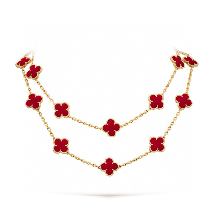 [Riva Jewelry ]CLOVER 20 MOTIFS CARNELIAN NECKLACE