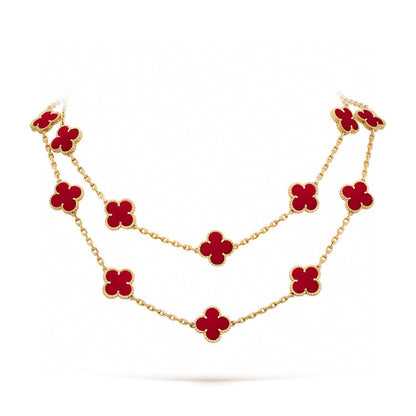 [Riva Jewelry ]CLOVER 20 MOTIFS CARNELIAN NECKLACE