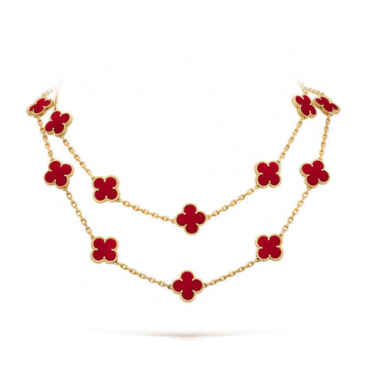 [Riva Jewelry ]CLOVER 20 MOTIFS CARNELIAN NECKLACE