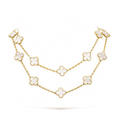 [Riva Jewelry ]CLOVER 20 MOTIFS WHITE MOP NECKLACE
