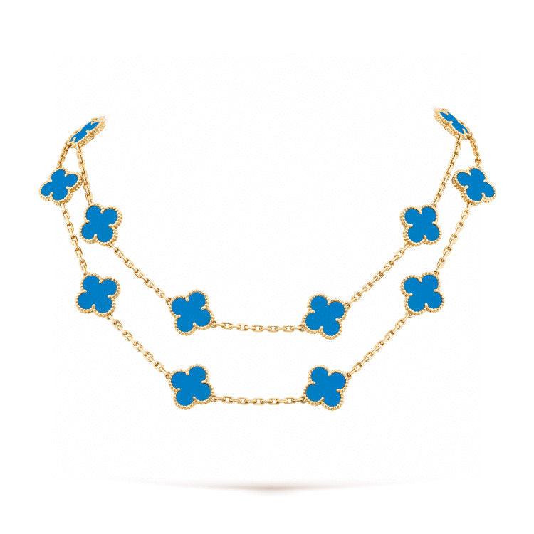 [Riva Jewelry ]CLOVER 20 MOTIFS BLUE AGATE GOLD