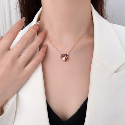 [Riva Jewelry]LUCKY CARNELIAN LADYBUG CHARM NECKLACE