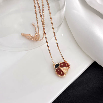 [Riva Jewelry ]LUCKY  CARNELIANS LADYBUG NECKLACE