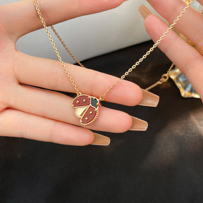 [Riva Jewelry ]LUCKY  CARNELIANS LADYBUG NECKLACE