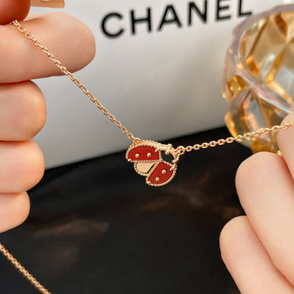[Riva Jewelry ]LUCKY  CARNELIANS LADYBUG NECKLACE