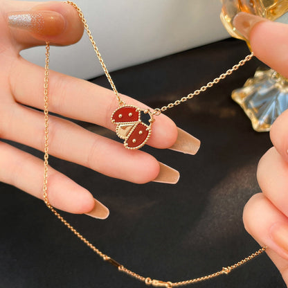 [Riva Jewelry ]LUCKY  CARNELIANS LADYBUG NECKLACE
