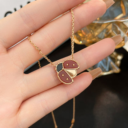 [Riva Jewelry]LUCKY CARNELIAN LADYBUG CHARM NECKLACE