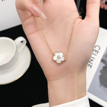 [Riva Jewelry ]LUCKY  WHITE MOP  PLUM BLOSSOM NECKLACE