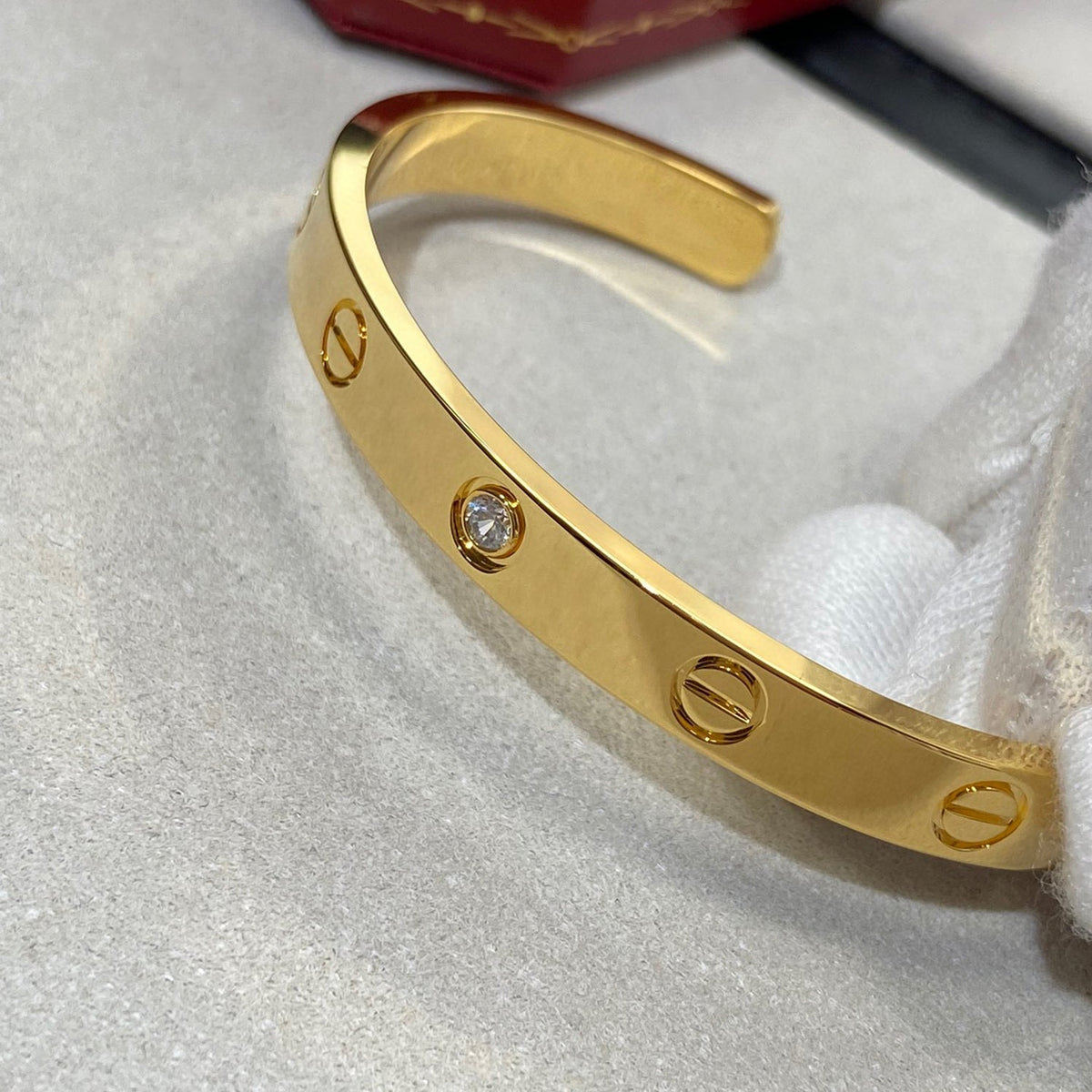 [Riva Jewelry ]LOVE BRACELET 6.1MM 1 DIAMOND OPEN CUFF