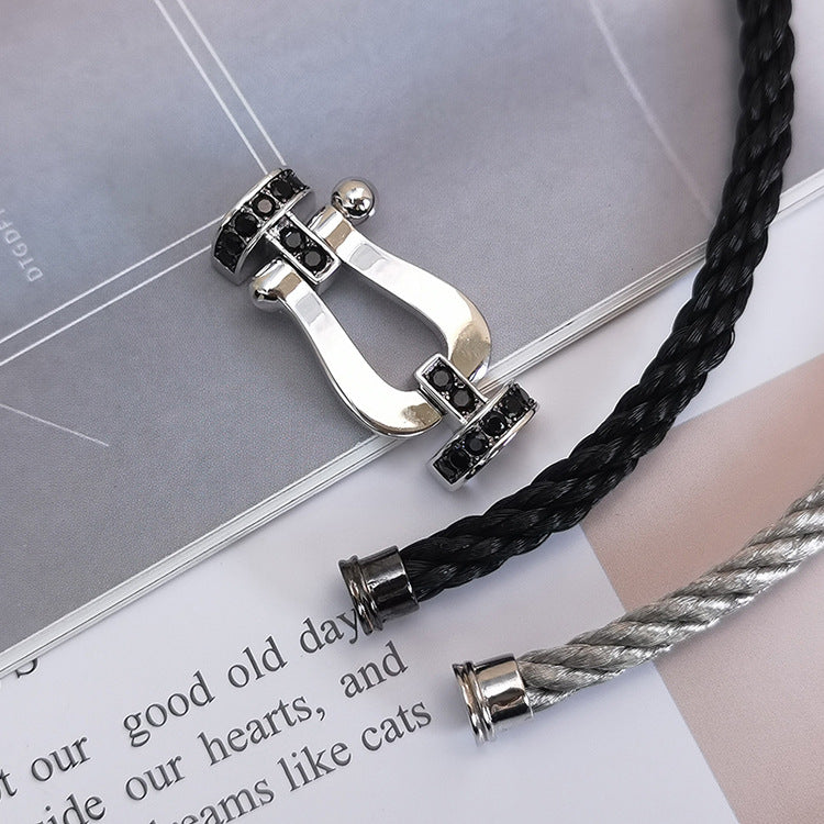 [Riva Jewelry ]FORCE LARGE HORSESHOE BLACK DIAMOND BRACELET SILVER