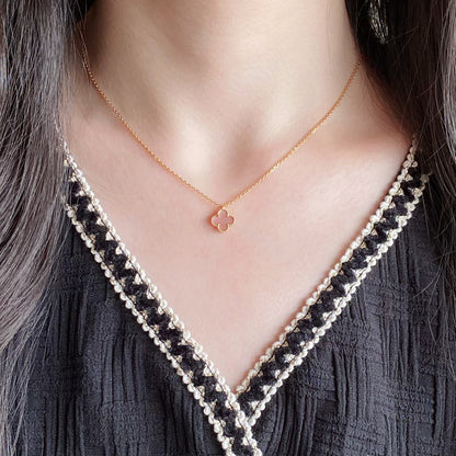 [Riva Jewelry ]CLOVER 15MM PINK MOTHER-OF-PEARL SINGLE FLOWER NECKLACE