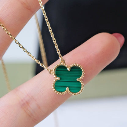 [Riva Jewelry ]CLOVER 15MM MALACHITE SINGLE FLOWER  NECKLACE