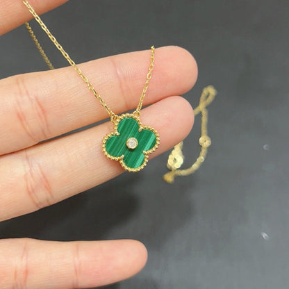 [Riva Jewelry ]CLOVER 15MM DIAMOND TURQUOISE NECKLACE