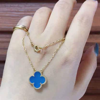 [Riva Jewelry ]CLOVER 15MM BLUE AGATE NECKLACE